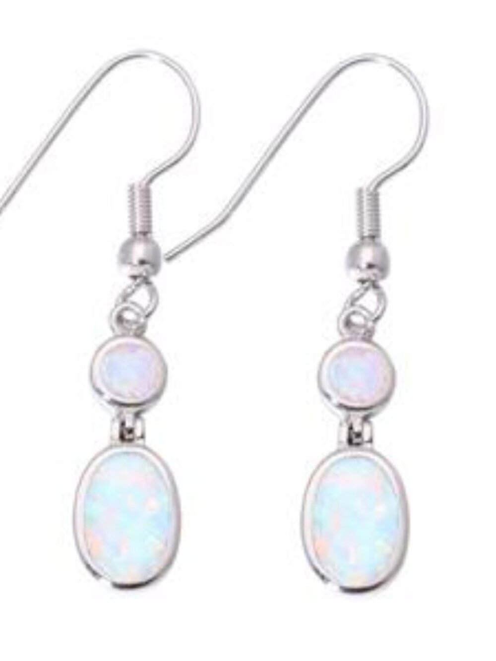 New - White Fire Opal Silver Earrings
